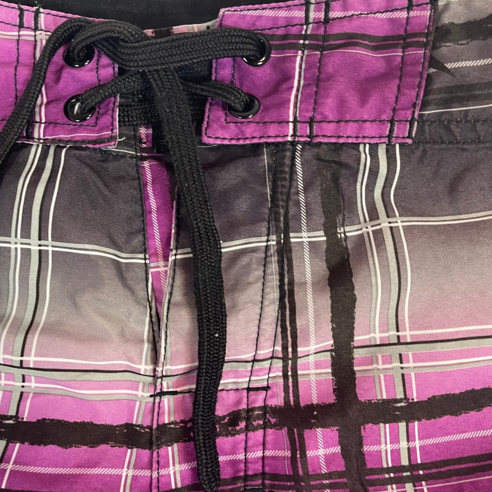 Kanu‎ Surf Plaid Board Shorts Men's Size 36 Purple Blue Black Swim Trunks - Picture 6 of 9